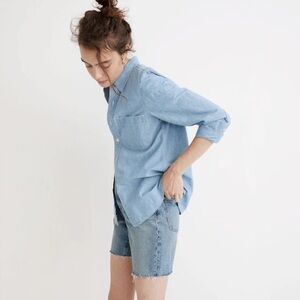 Madewell Chambray Long Sleeve Button-Up Sailor Shirt XS Light Blue Cotton Hemp